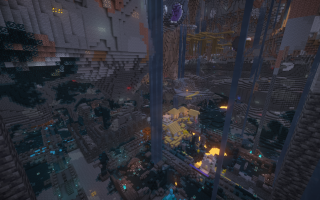 Сид на спавн на дне пещеры и деревню в древнем городе