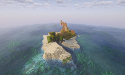 Сид на деревню посреди океана и цепочку кораблей