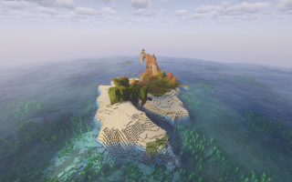 Сид на деревню посреди океана и цепочку кораблей