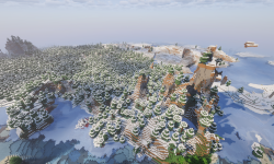 Сид на деревню, портал, иглу и руины в снегу