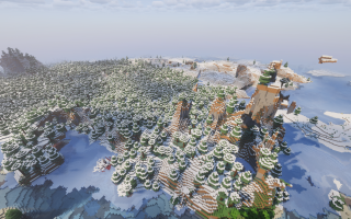 Сид на деревню, портал, иглу и руины в снегу