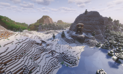 Сид на аванпост и портал в снегу, деревню и руины