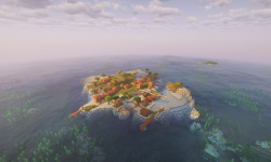 Сид на деревню на острове и выброшенный корабль