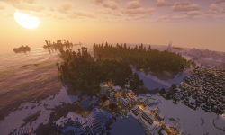 Сид на остров снежной тайги с порталами, кораблем и руинами