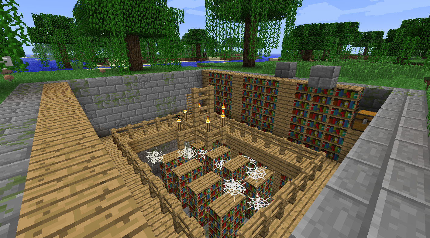 Сид на крепость с библиотекой в Майнкрафт 1.8+.
