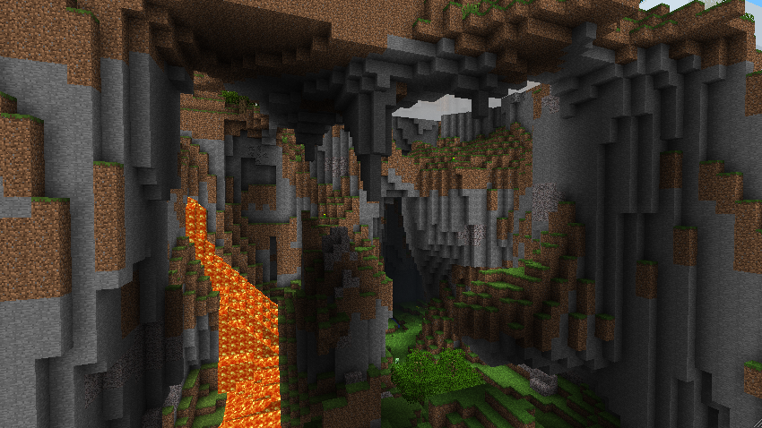 Сид на огромные пещеры с лавападом в Майнкрафт 1.3+.