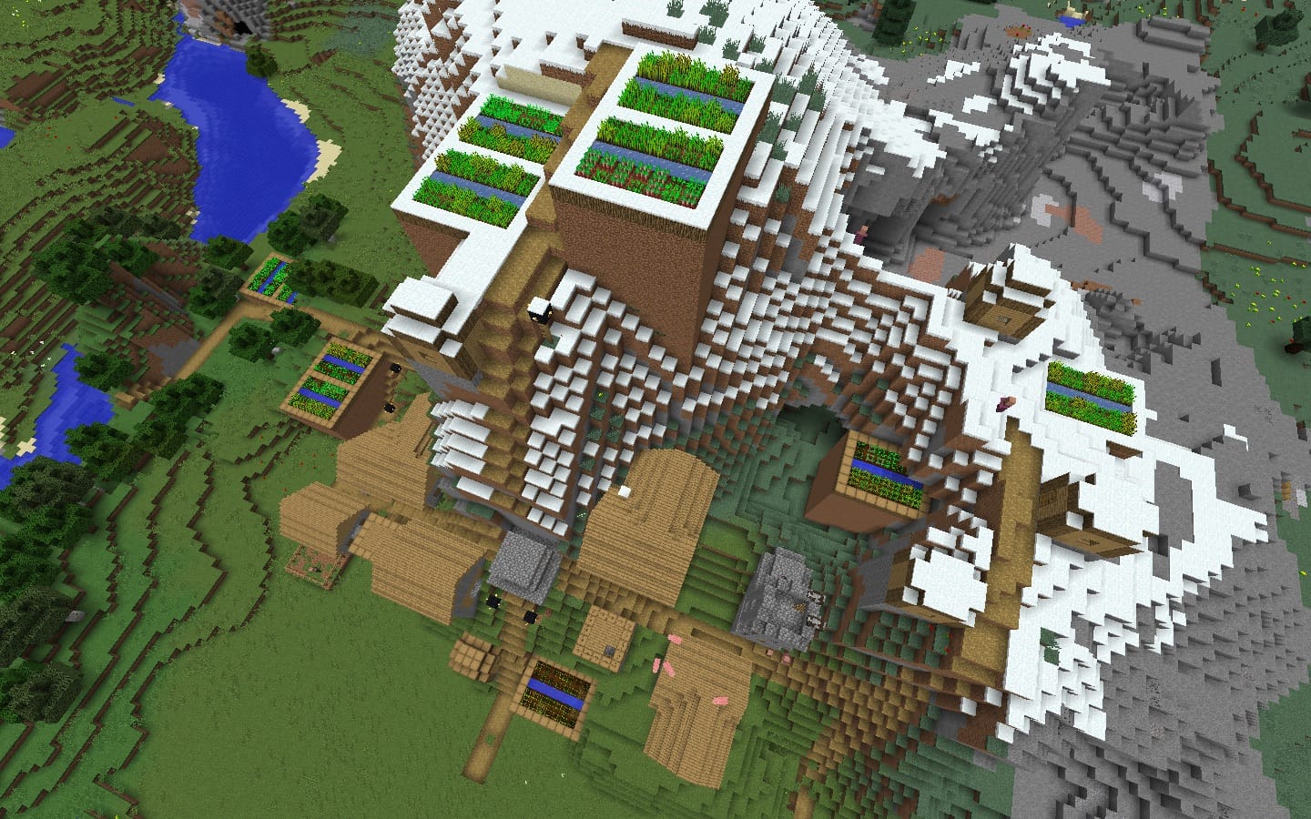 Snowy Mountainous Farming Village