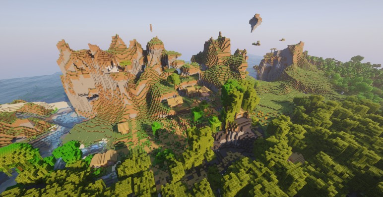 Деревня на холме и висячие островки