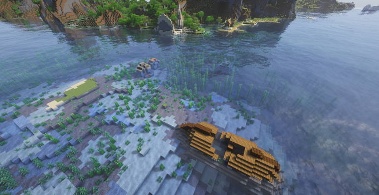 Корабль и подводные руины