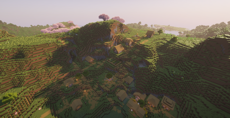 Деревня у подсолнухов и вишневой рощи