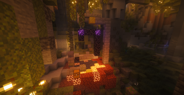 Подземный портал среди пышных пещер