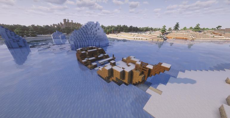 Замерзший океан и корабль во льдах