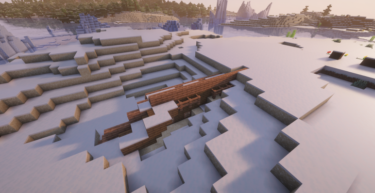 Корабль, зарытый в снег и песок