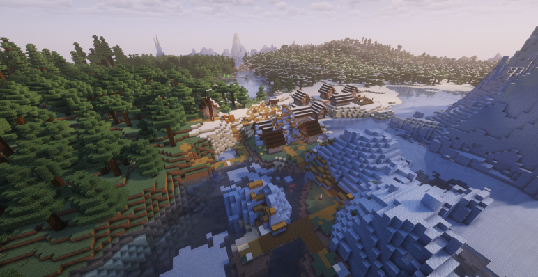 Деревня на замерзшем берегу