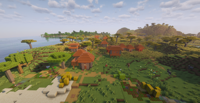 Акациевая деревня на стороне саванны