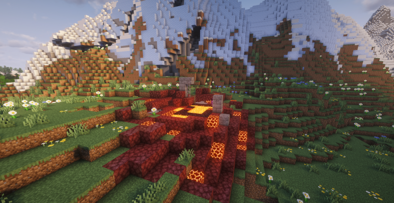 Разрушенный портал на краю заснеженных вершин