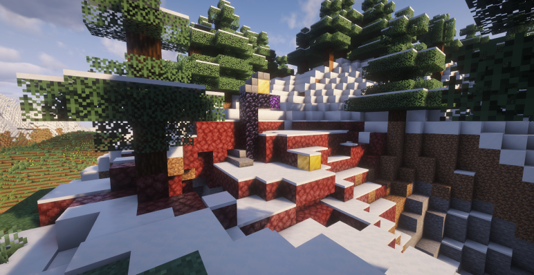 Разрушенный портал среди снежных гор