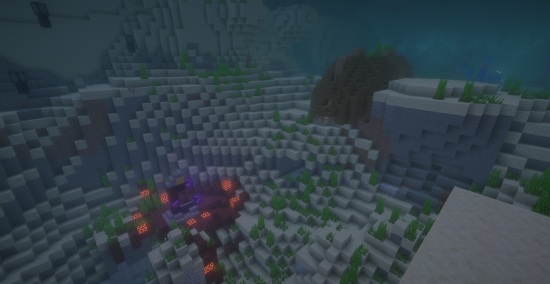 Корабль и портал на дне у берега