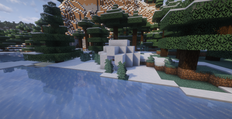 Иглу с подвалом у замерзшей реки