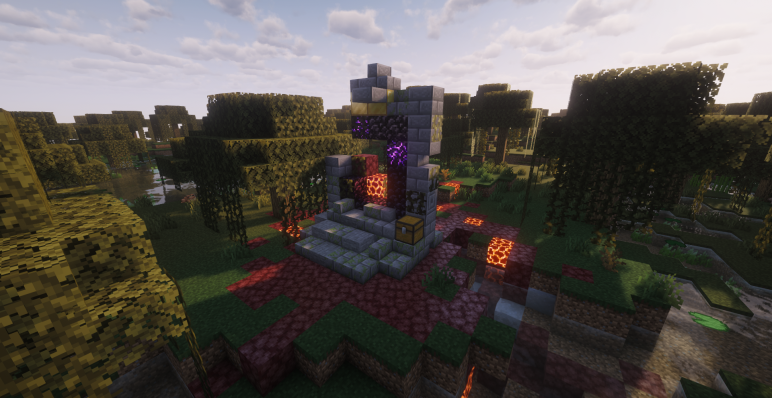 Разрушенный портал между хижинами