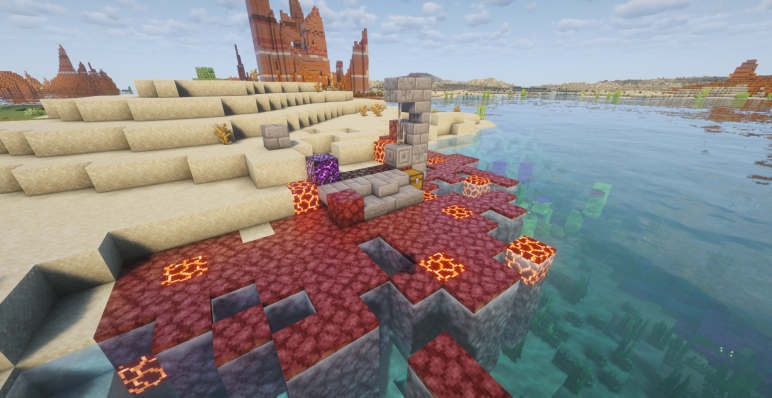 Портал на островке среди волн