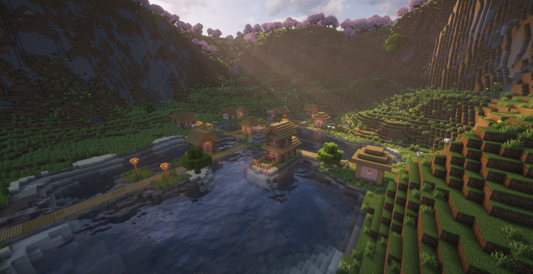 Деревня на озере в центре кольца