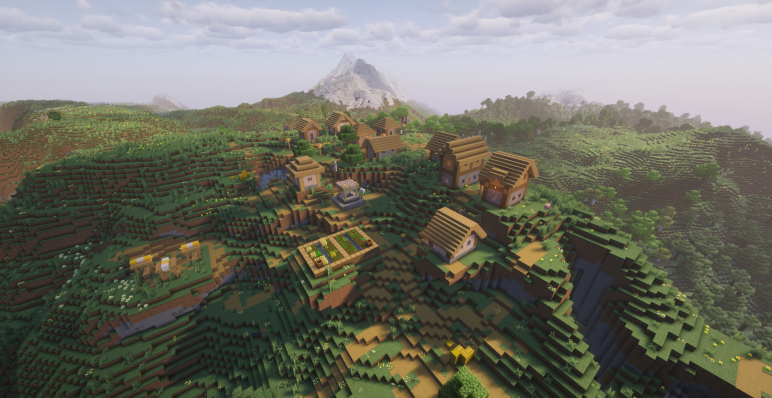 Цветочный холм с деревней