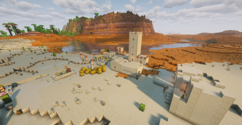 Деревня у реки и пересечения биомов