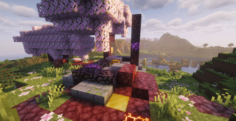 Разрушенный портал под вишней