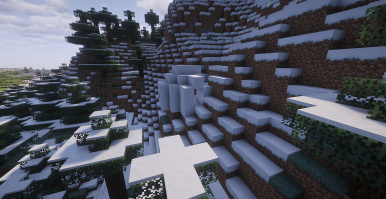 Иглу с подвалом стекает по склону вниз