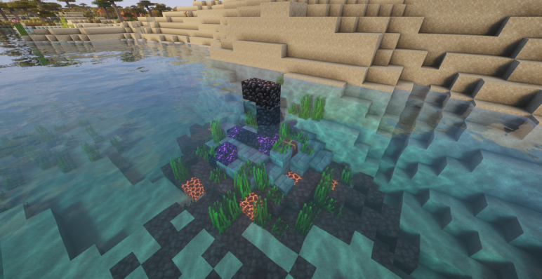 Разрушенный портал посреди озера