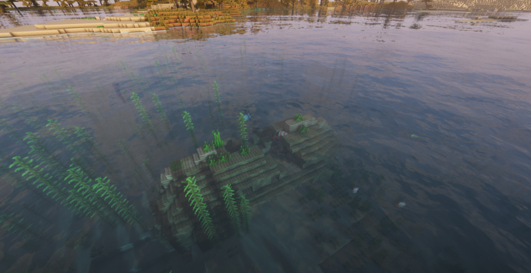 Затонувший корабль у поверхности