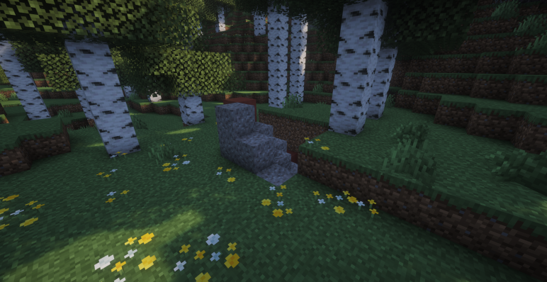 Руины прячутся среди березняка