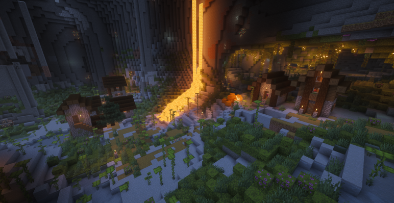 Подземная деревня в открытой пещере